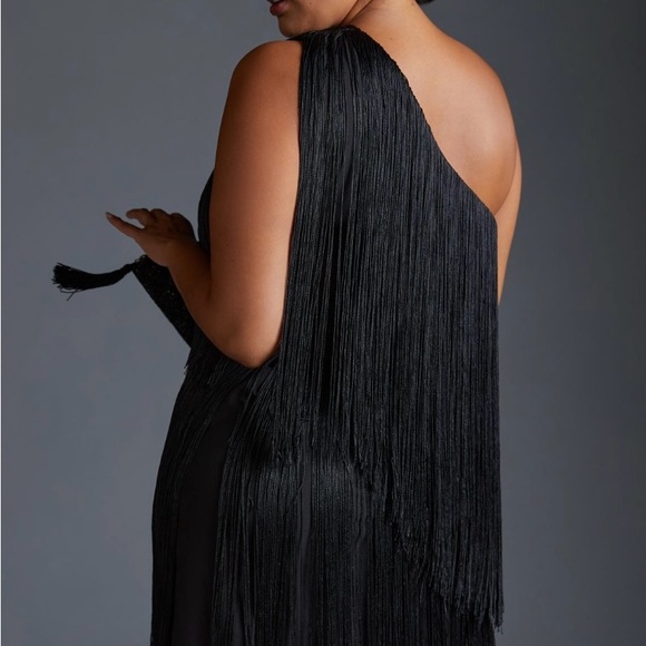 COPY - EUC Anthropologie, Size L, Hutch One-Shoulder Fringe Mini Dress in Black - Picture 3 of 7